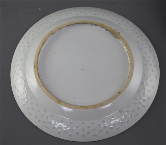 Five unusual Chinese famille rose rice-grain bordered plates, Guangxu period (1875-1908),